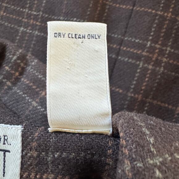 Vintage Y2K Ann Taylor Loft Brown Plaid Wool Double Breasted Blazer - Picture 7 of 7